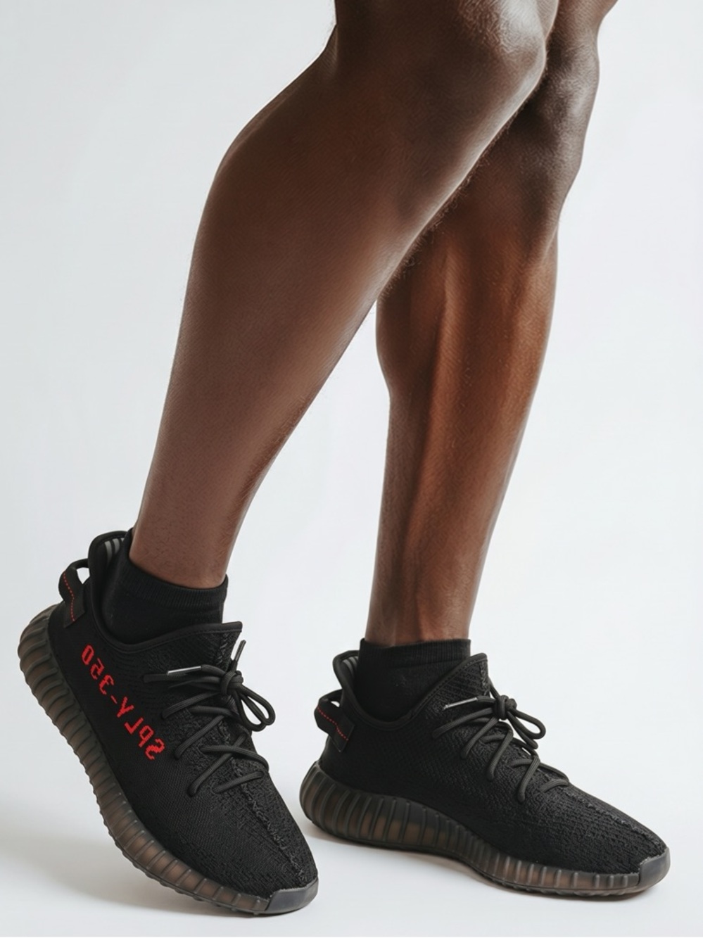 Yeezy boost 350 black red men sneakers